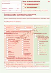 Muster Rehasport Verordnung, Formblatt Rehabilitationssport